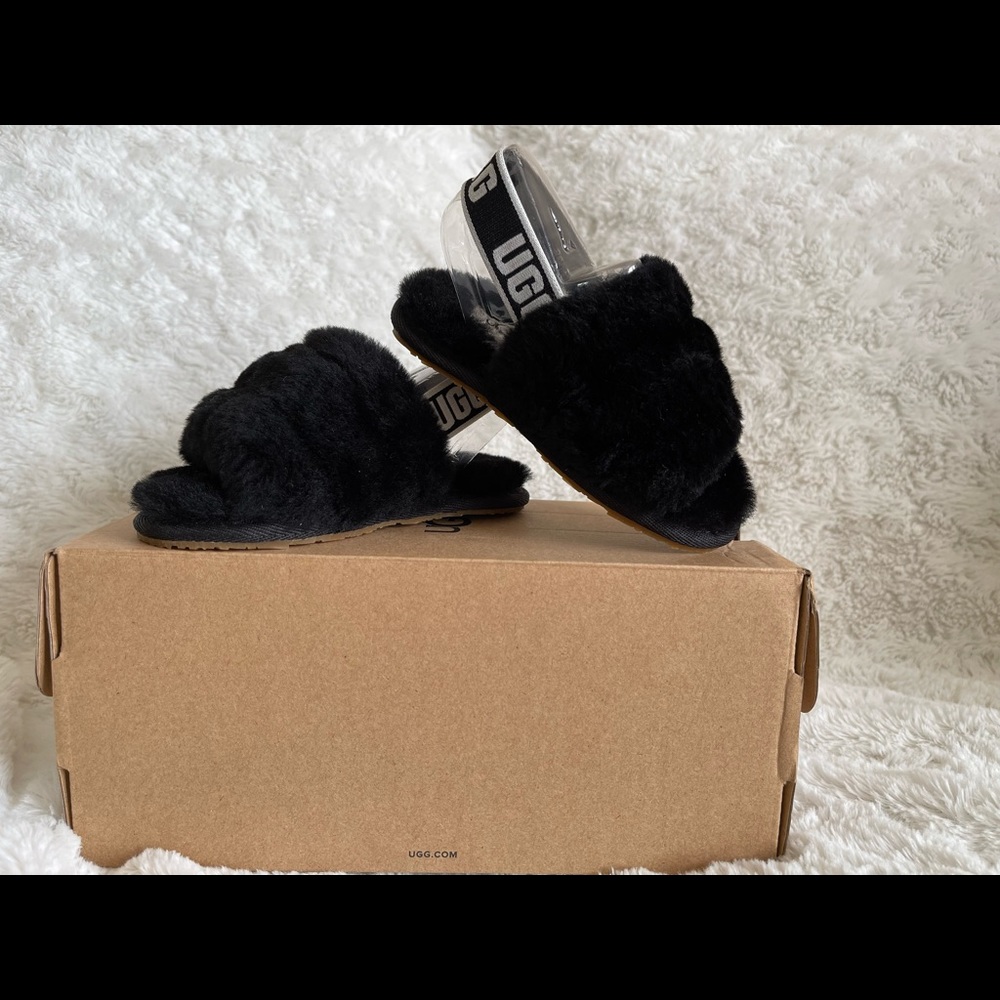 Black Fluff-Yeah UGG Slide